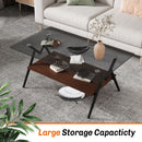 Rectangle Coffee Table With Tempered Glass Top And Shelf, Modern Table For Living Room by Unique Piece Furniture