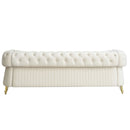 89''W Chesterfield Modern Tufted Velvet Living Room Sofa with Two Seat Cushions and Two Toss Pillows,Beige