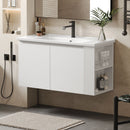 Wall Mounted Bathroom Vanity With Sink, 2 Open Shelves - White by HouseOfZazla