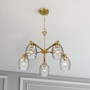 5 Lights Linear Arms With Chain Chandelier - Clear / Gold by HouseOfZazla