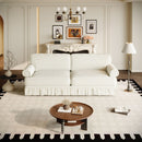 Luxuriously Comfortable Cloud Couch With Elegant Rolled Arms & Pleated Skirt Design by HouseOfZazla