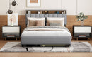 Upholstered Platform Bed With Storage Headboard, Trundle & 2 Drawers And A Set Of Sockets & USB Ports