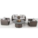 Patio Seating Group For 4 With Cushions And Fire Pit Table - Brown by HouseOfZazla