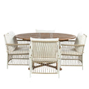 TOPMAX Modern 5-Piece Patio Extendable Wooden Dining Table Set, 12inch Butterfly Leaf Foldable Round Kitchen Table Set with 4 Rattan Arm Chairs for Backyard,Balcony, Garden, Poolside, Natural