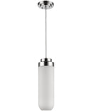6"W Solar 1-Light Polished Nickel Pendant With Frosted Glass Shade