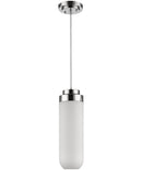 6"W Solar 1-Light Polished Nickel Pendant With Frosted Glass Shade