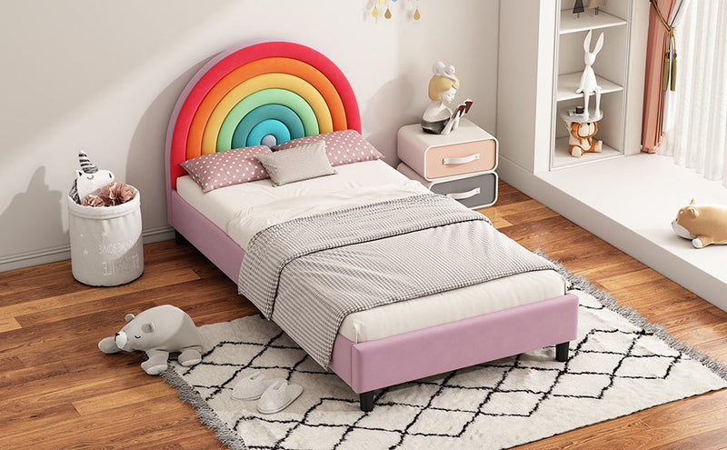 Walker Edison | Rainbow Design Upholstered Twin Platform Bed