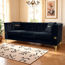 FX-P82-BK2 Modern Velvet 3-Seater Sofa with 2 Pillows by HouseOfZazla