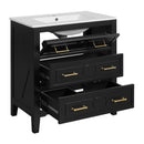 Retro Bathroom Vanity With Sink Combo, Free Standing Single Set With 3 Drawers