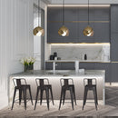 Curved Back Metal Stools Industrial Style Set of 2