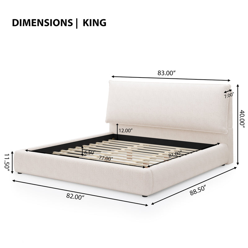 Upholstered Platform Bed Frame with Oversized Plush Pillow Headboard, photo 6 of 10
