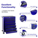 Rolling Metal Tool Chest with 7 Drawers, 20" Steel Cabinet - Purple by HouseOfZazla