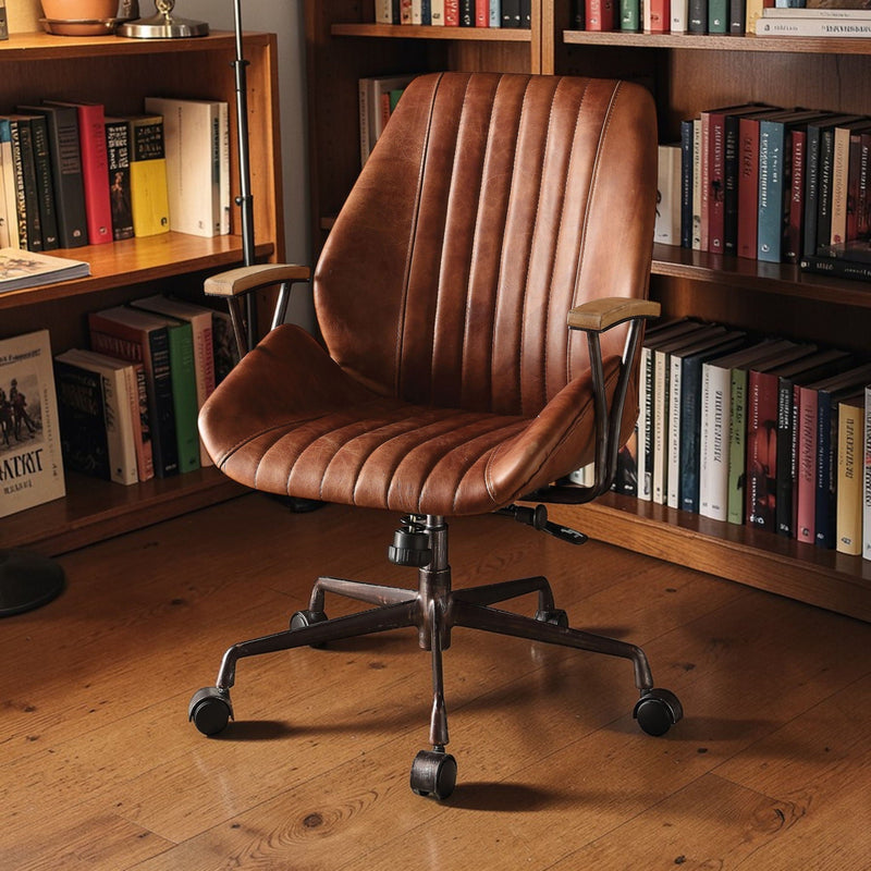 Brancaster - Aluminum Top Grain Leather Office Chair - Coffee, photo 3 of 5