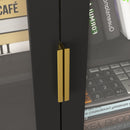 Tempered Glass Door Tall Storage Bookcase