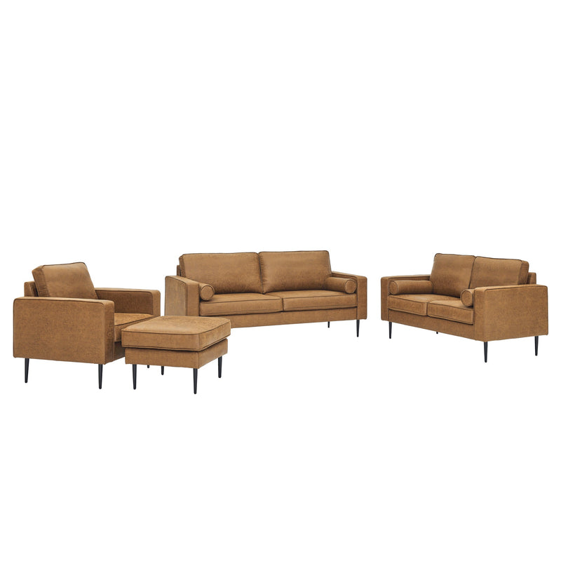 57"Mid-Century Modern Couch with high-tech Fabric Surface/ Upholstered Cushions/Pillows,Seat Sofas&Couches for Living Room Apartment Office, Large-Brown