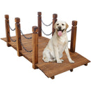 5 Ft Wooden Garden Bridge, Stained Wood Arc Footbridge with Chain Railings by HouseOfZazla