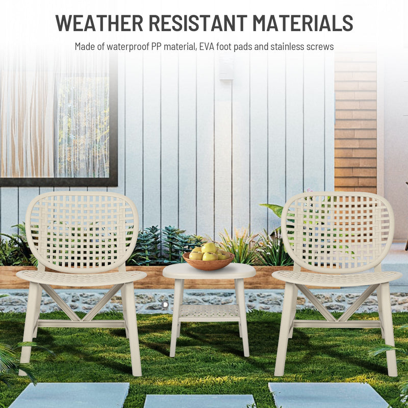 Walker Edison | All Weather 3 Piece Retro Patio Table Chair Set