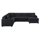 Oversized Sectional U-Shaped Sofa With Chaise Lounge And Three Soft Throw Pillows by Unique Piece Furniture