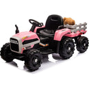 Ride on Tractor with Trailer,24V Battery Powered Electric Tractor Toy, 200wx2motor 1.86-4.97MPH/Remote Control,electric car for kids,Three speed adjustable,USB,MP3, Bluetooth,LED light, safety belt