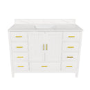 48" Modern Solid Wood Bathroom Vanity with Sink, 49" Carrara