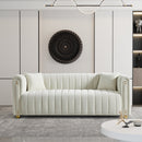 79.92" Modern Vertical Channel Tufted Velvet Sofa,Comfortable Sofa for Living Room-White