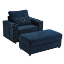 Modern Style Armchair Chaise Lounge Sofa Couch With Movable Storage Ottoman, USB Ports, Cup Holders, Phone Holder, Side Pockets by HouseOfZazla