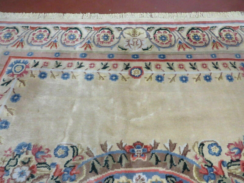 8' X 10' Vintage Handmade Wool Rug Aubusson Savonnerie Design European Nice