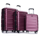 3 Piece Luggage Sets PC Lightweight & Durable Expandable Suitcase with Two Hooks, Double Spinner Wheels, TSA Lock, (21/25/29) Wine Red