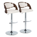 Pino - Mid-Century Modern Adjustable Barstool With Swivel With Rounded T Footrest (Set of 2) - Chrome / Cherry / White by HouseOfZazla