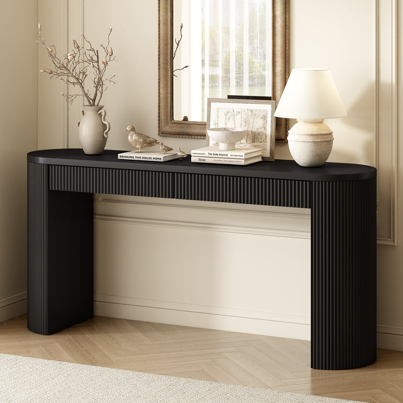 U_STYLE 58.3" Entryway Table with Large Top and Dual Drawers, photo 2 of 9