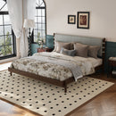 Premium Rubber Wood Platform Bed Frame, King Size with Headboard by HouseOfZazla