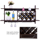 Wall Mount Wine Rack with Glass Holder & Storage Shelf-Walnut by LJGDeals