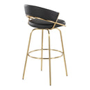 Jie - Fixed Height Contemporary Barstool With Swivel With Round Footrest (Set of 2) by HouseOfZazla