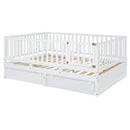 Daybed With Fence Guardrails And 2 Drawers, Split Into Independent Floor Bed & Daybed by HouseOfZazla