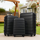 3 Piece Luggage Set Hardside Spinner Suitcase With Tsa Lock 20" 24" 28" Available - Black by HouseOfZazla