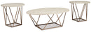 Tarica - Occasional Table Set (Set of 3) - White / Metallic