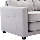 59.4" Loveseat Sofa with Pull-Out Bed Modern Upholstered Couch with Side Pocket for Living Room Office, Grey