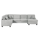 Upholstered U-Shaped Sectional Sofa With Movable Ottoman And Side Storage Pockets by HouseOfZazla