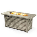 Propane Gas Fire Pit Table, 50000 Btu, Rectangular For Outside - Light Beige by HouseOfZazla