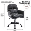 Adjustable Office Chair, Ergonomic Swivel Chair Leather - Black