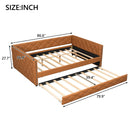 Upholstered Full Long Daybed With Trundle And LED Armrests - Brown by HouseOfZazla