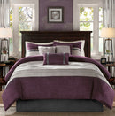7 Piece Faux Suede Comforter Set Purple Queen