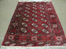4' 5" X 5' 7" Semi Antique Handmade Afghan Yamud Turkoman Bokhara Wool Rug