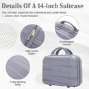 4-Piece PP Spinner Wheel Luggage Set with Cosmetic Case, Light Gray