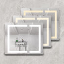 36" X 30" Medicine Cabinet With LED Vanity Mirror, Anti-Fog Recessed Or Surface Mount Bathroom Double Door Large Storage 3000K~6000K Bright Lighted Aluminum Storage Cabinet With Touch Switch - Silver