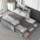 Platform Bed With Storage Headboard, USB, Trundle And 3 Drawers by HouseOfZazla