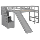 Loft Stairway Bed With 2 Drawers, Convertible Ladder And Slide by HouseOfZazla