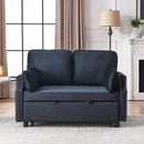 50" Velvet Upholstered Sleeper Sofa bed with Side Storage Pockets, Nailhead Design, 2-Seater Sofa with 2 Pillows and removeable Backrest Pull-out Sofa Bed for Small Spaces in Living Rooms