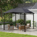 Outsunny - 10' x 10' Soft Top Patio Gazebo Outdoor Canopy With Unique Geometric Design Roof, All-Weather Steel Frame - Gray by HouseOfZazla