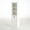 Retro Style 75'' Tall Display Shelf With Cabinet For Hallways Living Room Kitchen - White by HouseOfZazla